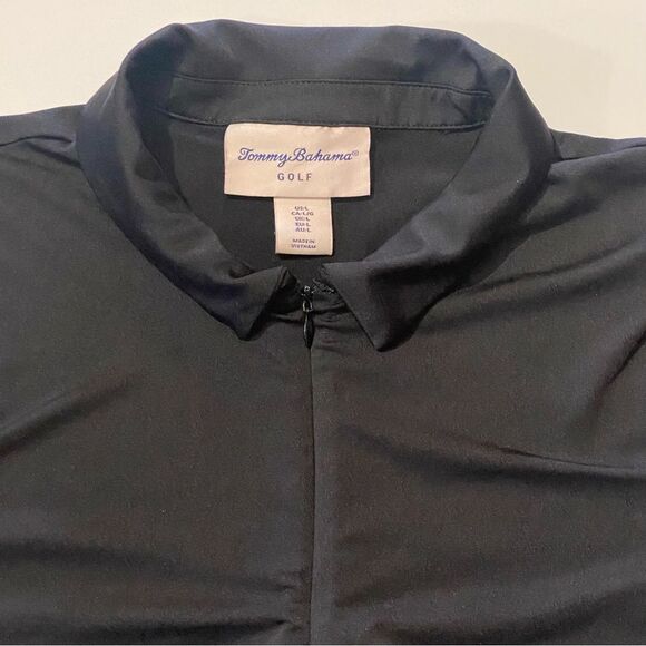 Tommy Bahama Golf 1/4 Zip Black Short Sleeve Polo Shirt Women's Size Large - Picture 2 of 15